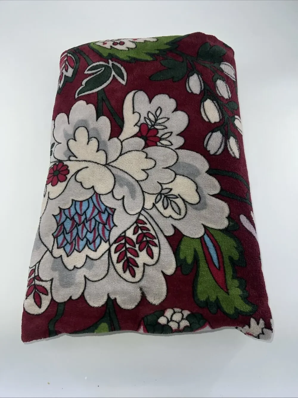 Vera Bradley Bordeaux Blooms Plush Throw Blanket 80x50 Cottagecore Floral